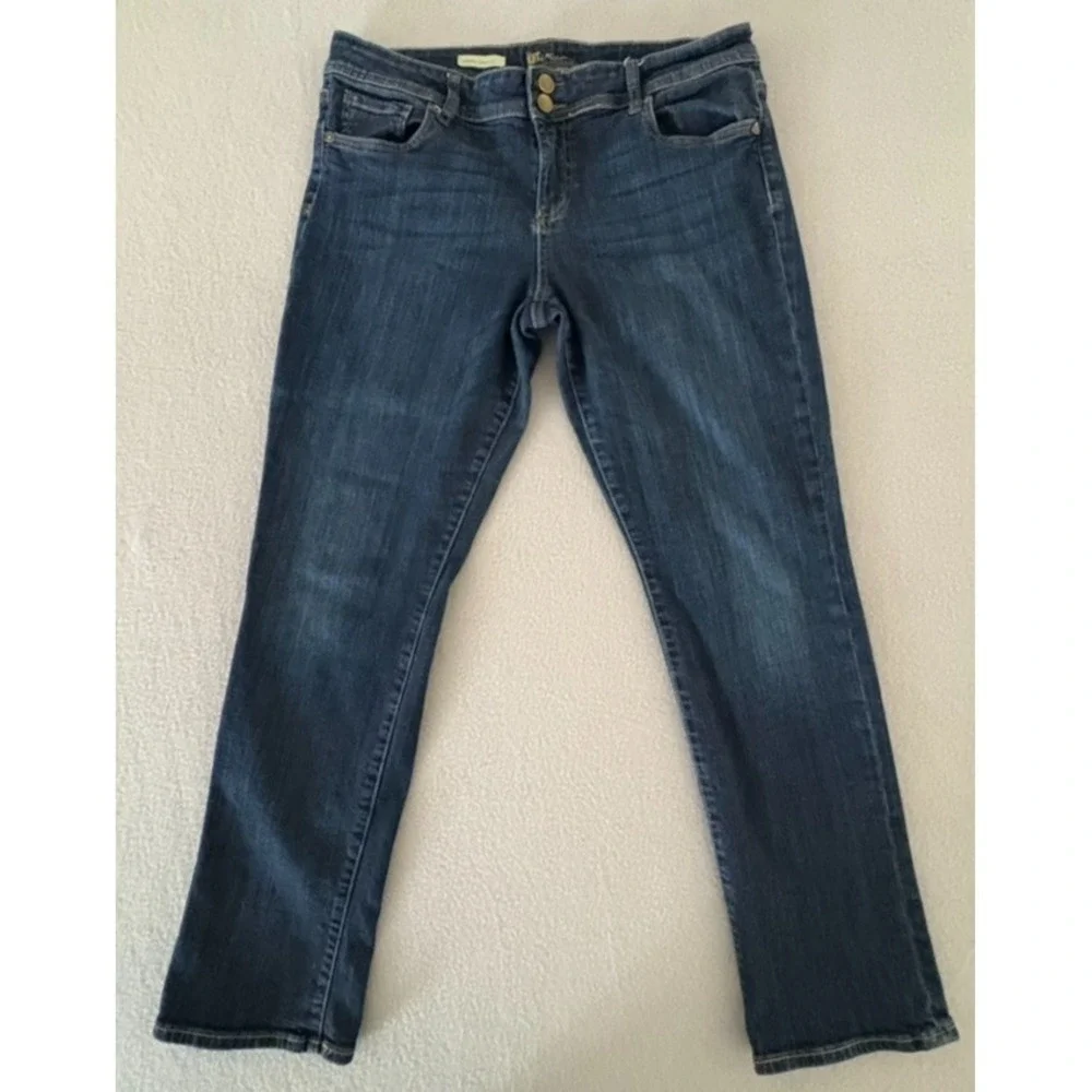 Kut from the Kloth Cameron Straight Leg Jeans Women's 14 Dark Wash Stretch Comfy